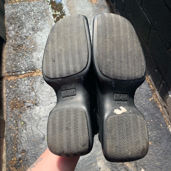 vintage 90s black leather platform slip on shoes - Picture 7 of 12